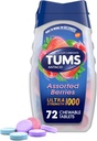 TUMS Ultra Strength Chewable Antacid Tablets for Heartburn Relief and Acid Indigestion Relief, Assorted Berries - 72 카운트