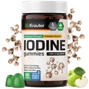 BIO KRAUTER Iodine Gummies - 60 Vegan Chews - 250 mcg 칼륨 Iodide - 셀레늄 Zink와 Iodine 보충 - Apple 풍미, Pectin 기반 Chews