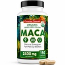 여성을위한 유기 마카 뿌리 캡슐 & 남자 2400mg 서빙 당 - 150 알약 검정, 빨강, 노랑 마카 보충 - 젤라틴화 된 마카 뿌리, 비 GMO, 페루 자연에 의해 채식