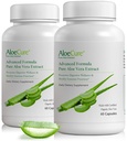 AloeCure 유기 알로에 Vera 캡슐, 160,000mg 안 알로에 잎은 서빙 당, 지원 Gut, 소화, & 면역성 건강, 도움은 균형을 잡은 Stomach 산성도, Aloin 해방합니다, 60Caps x 2Btl를 유지합니다