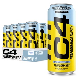 Cellucor C4 탄화된 Zero Sugar Energy Pre 운동 음료 + Beta Alanine, (NEW) 스파클링 북극 눈 콘, 16 Fl Oz, 12 팩