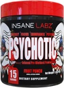 Insane Labz Psychotic, 높은 자극제 전 운동 분말, 극단적 인 Lasting 에너지, 초점 및 지구 베타 Alanine, 크레아틴 Monohydrate, DMAE, 15 Srvgs, 과일 펀치를 가진 내구시간