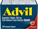 Advil Pain Reliever와 Fever 흡진기, Ibuprofen 200mg 통증 완화 - 24 코팅 정제