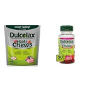 Dulcolax 연약한 Chews Saline Laxative 혼합 베리 (60ct) Gentle 변비 구호 & Chewy 과일 비트, Saline Laxative, Cherry Berry (30ct) Cramp-Free 변비 구호
