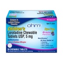 Ohm Children's Loratadine Allergy Chewable Tablets - 염료 무료, 포도 맛, 비-Drowsy 24 시간 구호, 실내 및 실외 알레르기를위한 항히스타민 - 30 정제