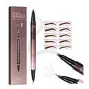 2-in-1 곡선 눈썹 펜과 아이 라이너 10PCS 블로우 스텐실, 4 포크 찢음과 곡선 정확한 팁, 방수 및 긴 지속 눈썹 연필 여성, 다크 브라운