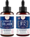 WINDSOR BOTANICALS 비타민 B12 액체 및 Biotin와 액체 콜라겐 - 에너지 및 웰빙 번들