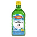 Carlson - Cod Liver Oil 1100 mg Omega-3s Plus Vitamin A & D3, Wild Caught Norwegian Arctic, 지속 가능한 Sourced Nordic Fish Oil Liquid, 레몬, 500 mL (16.9 Fl Oz)