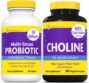 InnovixLabs Choline & Multi Probiotic 번들 콜린 비트 레이트 550mg (100 캡슐) 멀티 스트레인 프로바이오틱스 (60 캡슐). Memory, Mood, Brain Health & Boost Cognitive 지원
