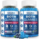 (2 팩) 건강한 머리를 위한 Biotin Gummies 10,000mcg, 성인을 위한 피부 & 못 - 120 Gummies 비타민 - Vegan, 비 GMO, Pectin 근거한 머리 건강 보충교재