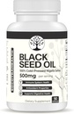 Black Seed Oil - 100 % 냉압 블랙 Cumin Nigella Sativa - 산화 방지제, 면역 및 소화 시스템 지원 - Non-GMO, 글루텐 무료 - 500mg / 서빙 - 90 Vegan 캡슐