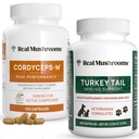 인간 (120ct) & 애완 동물 (90ct)를 위한 터키 꼬리를 위한 진짜 버섯 Cordyceps - 에너지, 활력 및 Immunity를 위한 뭉치 - Vegan, 비 GMO, 곡물 자유로운, 글루텐 자유로운 버섯 추출물 캡슐