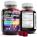 Clean Nutra Melatonin Gummies 10mg | Sleep Aid Valerian Root L-Theanine Vitamin B6 C Lemon Balm Magnesium Hibiscus Beta Carotene Saffron & Chamomile Rest Support Supplement Raspberry 풍미