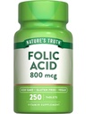 Nature's Truth Folic Acid | 800 mcg | 250 정제 | Vegan, Non-GMO 및 글루텐 무료 보충