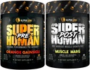 ALPHA LION Superhuman Pre 운동 분말 & 포스트 운동 회복 뭉치, 지속된 에너지 & 초점 + Lean 근육 성장, 힘 & 양 (Hulk 주스 & 게이 스미스 애플)