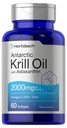 Horbäach Antarctic Krill Oil 2000mg | 60 Softgel 캡슐 | 오메가-3, EPA, DHA 보충교재 | Astaxanthin | Non-GMO, 글루텐 프리