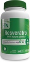 Resveratrol as ResVida 100mg Trans-Resveratrol | 건강한 시효, 세포 에너지 생산 및 대사를 지원합니다 | 임상적으로 Studied 및 글루텐 무료 (60의 포장)