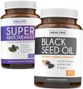 산화제 & 까만씨 기름 (1 달 공급) Acai Berry, Goji Berry, Pomegranate & Trans Resveratrol (120의 캡슐) & 까만씨 기름 (비 GMO & Vegan)를 가진 최고 산화 방지제 보충교재 60의 캡슐