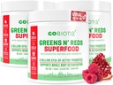 GOBIOTIX Super Greens and Reds Powder - Red and Green Superfood - Probiotic Supplement - 소화 효소 및 베트 루트 분말 - 유기 전체 식품 다이어트 보충 (Pom Raspberry, 3 Pack)