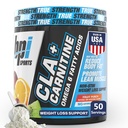 BPI 스포츠 CLA + 카르니틴 - CLA L 카르니틴 & Linoleic 산 - 체중 감량, Metabolism & Lean 근육을위한 L 카르니틴 보충 - 카페인 무료 - 과일 펀치 - 50 서빙 - 12.34 온스
