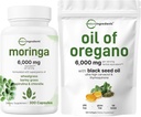 Oregano Softgels의 마이크로 성분 기름 300 조사 & Moringa Oleifera 6,000mg 동등한 300의 캡슐 뭉치 2 팩 | Carvacrol & Thymoquinone | 산화 방지제 보충교재