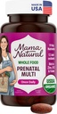 Mama Natural Organic Prenatal Vitamins for Women Vegan (30 인분) | 임신 한 여성을위한 1 일 임신 한 비타민 | 식품 기반, 비 GMO 및 글루텐 - 무료 - Folate를 가진 전 Natal Multivitamin