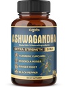 Ashwagandha 추출물 캡슐 - 중대한 힘 - 5in1 혼합 제빙기, 심황, Rhodiola Rosea & 까만 고추 - 3 달 동안 90의 캡슐 - 힘, 정신 & 면역 지원
