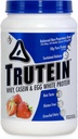 몸 영양 Trutein 높은 단백질 분말: 45% Whey, 45% Casein, 10% 계란 백색, 글루텐 자유로운, 낮은 나트륨, 잔디 Fed Whey 단백질 분말, 체육관 보충교재 & 아침 Shake, 딸기 & 크림, 2lb