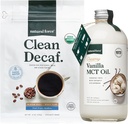 천연 힘 유기 청결한 Decaf 커피 + 크림 바닐라 MCT 기름 뭉치 – 맛있은 MCT 크림 & 형 & Mycotoxin 자유로운 커피 – 비 GMO, Keto, Paleo 및 Vegan - 12 Oz 부대 및 16 Oz 유리병