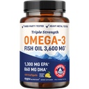 세 배 힘 DHA 오메가 3 물고기 기름 3600 mg | DHA의 860mg를 가진 2100mg 오메가 3 지방산 이상 | 1300mg EPA | 제일 필수 지방산 | 프리미엄 야생 잡힌 & Burpless 물고기 기름 | 120 ct.