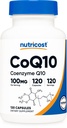 Nutricost CoQ10 100mg, 120 채식 캡슐, 120 서빙 - 높은 흡수, 채식, 비 GMO, Coenzyme Q10