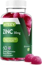 여성과 남성을위한 Viteey 아연 Gummies - 면역 지원 보충 - 30mg - Vegan, 젤라틴 무료, 비 GMO - 60 카운트