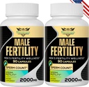 남성, 남성 전염성 비타민에 대한 불임 보조제 - 백분성 정자 수, 무성 및 강도, 2000MG Mens Fertility Conception 용 Maca 뿌리와 보충제 - 2 팩