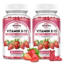 비타민 B12 복잡한 Gummies - 철, 비타민 C, D3 & Folate, 에너지 지원 & 대사, Immune, B-12를 가진 5000 mcg Methylcobalamin 남자 & 여자, 딸기 풍미, 2 팩
