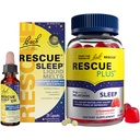 RESCUE 야간 수면 보조 번들, 3Pk - Bach Sleep Kids Dropper, 10mL Sleep Liquid Melt, 5mg Melatonin / 복용량이있는 28Ct Plus Sleep Gummies, 60Ct