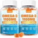 Vegan 오메가 3 보충 성인을 위해 1100m - 심황, MSM, 비타민 C, E, D3, 아연을 가진 DHA 680mg & EPA 340mg - 조류 물고기 기름 대안