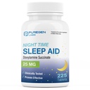 Puregen Labs Doxylamine Succinate 25mg | 야간 수면 보조 | 안전 및 효과적인 | 수면 보조를 형성하는 비하 비트 | 미국에서 제작 | 225 정제