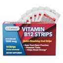 비타민 B12 스트립 10 팩 | 간편한 구두 팽창 식 민트 맛 스트립 | 1500 mcg 스트립 | VIT B12 혀에서 용해 | Methylcobalamin B-12 비타민 공식 | Vegan Friendly & Gluten Free