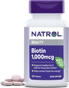 Natrol 아름다움 Biotin 1000mcg의 건강한 머리, 피부, 못 및 에너지 대사, 100개의 정제, 100 일 공급 (12의 포장)를 위한 규정식 보충교재