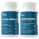 Tobias Vegan Omega 3 조류 오일 및 Ashwagandha 캡슐, 탄력, 면역력, 전반적인 웰빙, 비 GMO, Vegan 박사