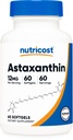 Nutricost Astaxanthin 12mg, 60 Softgels - Non-GMO 및 글루텐 무료 (2 개월 공급)