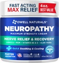 Owell Naturals Neuropathy Nerve Relief Cream, 최대 강도, Greaseless, 천연 성분 Arnica, Aloe Vera, MSM, 비타민 B6 피트, 손, 다리, 발가락 불편, 4 Fl Oz (팩 1)
