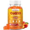 설탕 자유로운 CoQ10 Gummies 3000 mg - Omega-3, 비타민 B3 & 아연 플러스, 세포 에너지 & 산화 방지제 지원을 위한 높은 흡수 Coenzyme Q10 보충교재, Vegan 60 조사