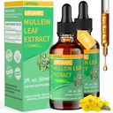 Lung Cleanse, Immune & Respiratory Support, Natural Mullein Supplement Tincture Drops Non-GMO & Vegan, 2 Fl Oz 용 강력한 1700mg Mullein 잎 추출물