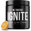 Xwerks Ignite 오렌지 사전 운동 분말, Explosive Energy를 가진 여자와 남자를 위한 자연적인 Keto 전 운동, 지구력과 체력을 위한 글루텐 자유로운 혼합, 150mg 카페인, 30의 서빙