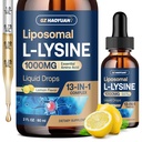 Liposomal L-lysine 1000MG 액체 하락, 13-in-1 Lysine 보충교재 – Monolaurin, 비타민 C, B6, D3, B12를 가진 올리브 잎 추출물 & 교원질, 입술, 아이를 위한 아연 & 성인, 2oz