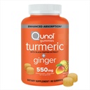 Qunol Turmeric과 Ginger 검은 후추 Gummies, Turmeric Curcumin 보충교재, 합동 건강 지원 거미, 90ct Gummies