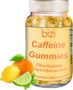 남자와 여자를 위한 Bizi Caffeine Gummies, 에너지 보충 초점, 성인을 위한 카페인 Gummies, 거미 당 30mg 카페인, 감귤류 맛 (60 ct)