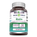 추가 버진 유기농 코코넛 오일 보충으로 놀라운 수식 바이오틴 | 10000 Mcg | 120 Softgels | Non-GMO | 글루텐 프리 | 미국에서 제작