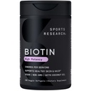 Sports Research® Biotin 2,500mcg with Organic Coconut Oil - Biotin (Vitamin B7) for Healthy Skin and Hair Support* - 여성 및 남성용 - Vegan, Non-GMO, 글루텐 & Soy-Free - 120 Veggie Softgels